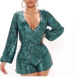 Meek Emerald Green sequent, romper, medium